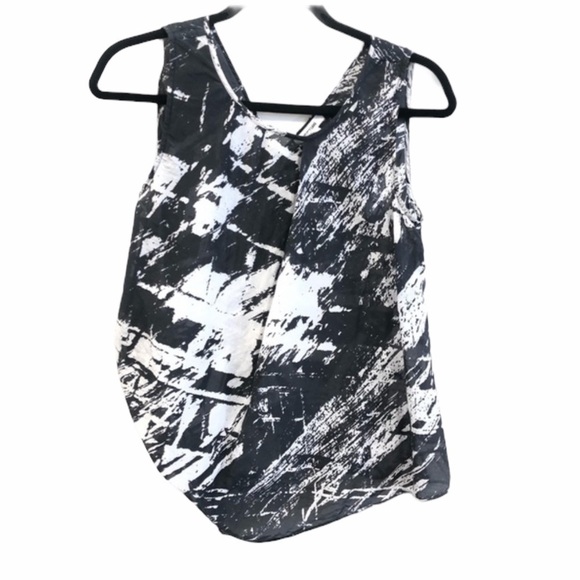 Helmut Lang Silk Meteor Asymmetrical Black White Top S - Picture 3 of 11